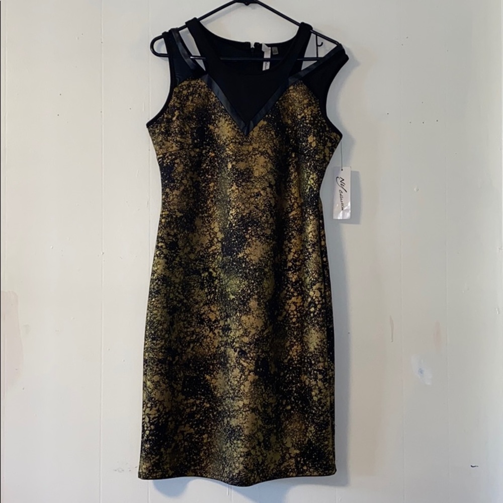 NY Collection Sleeveless Shift Printed Foil Dress M - Picture 8 of 8